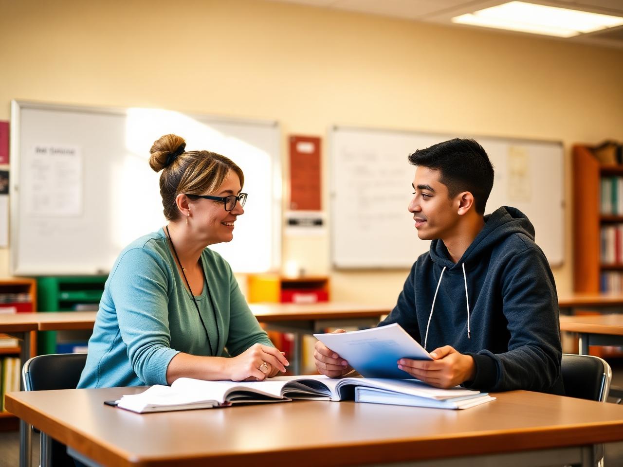 Teacher working one-on-one with a student